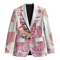 Hawaiian and Japanese Culture Together Blazer Tropical Honu with Japanese Elements Pink Color