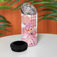 Hawaiian and Japanese Culture Together 4 in 1 Can Cooler Tumbler Tropical Honu with Japanese Elements Pink Color