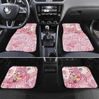 Hawaiian and Japanese Culture Together Car Mats Tropical Honu with Japanese Elements Pink Color
