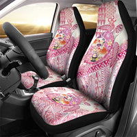 Hawaiian and Japanese Culture Together Car Seat Cover Tropical Honu with Japanese Elements Pink Color