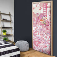 Hawaiian and Japanese Culture Together Door Cover Tropical Honu with Japanese Elements Pink Color