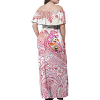 Hawaiian and Japanese Culture Together Family Matching Off Shoulder Maxi Dress and Hawaiian Shirt Tropical Honu with Japanese Elements Pink Color