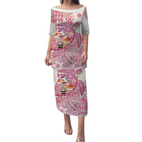 Hawaiian and Japanese Culture Together Family Matching Puletasi and Hawaiian Shirt Tropical Honu with Japanese Elements Pink Color