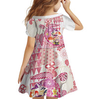 Hawaiian and Japanese Culture Together Family Matching Tank Maxi Dress and Hawaiian Shirt Tropical Honu with Japanese Elements Pink Color