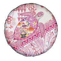 Hawaiian and Japanese Culture Together Spare Tire Cover Tropical Honu with Japanese Elements Pink Color