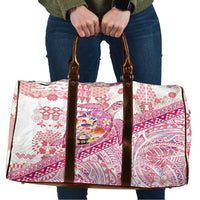 Hawaiian and Japanese Culture Together Travel Bag Tropical Honu with Japanese Elements Pink Color