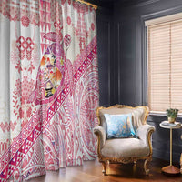 Hawaiian and Japanese Culture Together Window Curtain Tropical Honu with Japanese Elements Pink Color