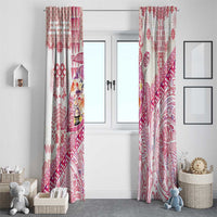 Hawaiian and Japanese Culture Together Window Curtain Tropical Honu with Japanese Elements Pink Color