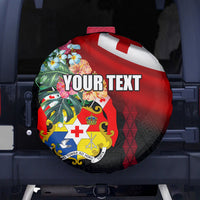 Personalised Tonga Emancipation Day Spare Tire Cover Flag Map and Hibiscus Flower Ngatu Pattern LT03 - Polynesian Pride