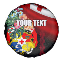 Personalised Tonga Emancipation Day Spare Tire Cover Flag Map and Hibiscus Flower Ngatu Pattern LT03 - Polynesian Pride