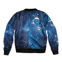 Aotearoa New Zealand New Year Bomber Jacket Tribal Koru Tattoo Blue Galaxy Maori Silver Fern LT03 - Polynesian Pride