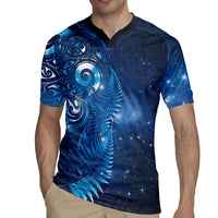 Aotearoa New Zealand New Year Rugby Jersey Tribal Koru Tattoo Blue Galaxy Maori Silver Fern
