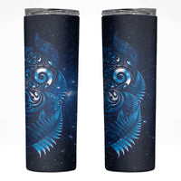 Aotearoa New Zealand New Year Skinny Tumbler Tribal Koru Tattoo Blue Galaxy Maori Silver Fern LT03 Blue - Polynesian Pride