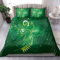 Aotearoa New Zealand New Year Bedding Set Tribal Koru Tattoo Green Galaxy Maori Silver Fern LT03 - Polynesian Pride