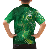 Aotearoa New Zealand New Year Family Matching Tank Maxi Dress and Hawaiian Shirt Tribal Koru Tattoo Green Galaxy Maori Silver Fern LT03 - Polynesian Pride