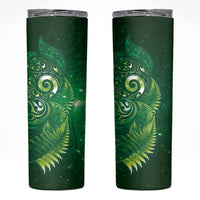Aotearoa New Zealand New Year Skinny Tumbler Tribal Koru Tattoo Green Galaxy Maori Silver Fern LT03 Green - Polynesian Pride