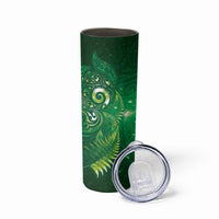 Aotearoa New Zealand New Year Skinny Tumbler Tribal Koru Tattoo Green Galaxy Maori Silver Fern LT03 - Polynesian Pride