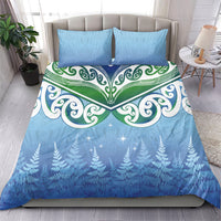 Aotearoa New Zealand New Year Bedding Set Maori Motifs with Silver Fern and Matariki Stars LT03 - Polynesian Pride