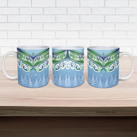 Aotearoa New Zealand New Year Ceramic Mug Maori Motifs with Silver Fern and Matariki Stars LT03 - Polynesian Pride