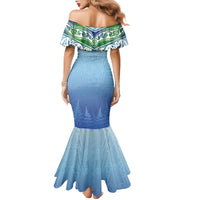 Aotearoa New Zealand New Year Family Matching Mermaid Dress and Hawaiian Shirt Maori Motifs with Silver Fern and Matariki Stars LT03 - Polynesian Pride