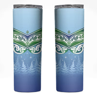 Aotearoa New Zealand New Year Skinny Tumbler Maori Motifs with Silver Fern and Matariki Stars LT03 Multicolor - Polynesian Pride