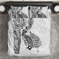 Aotearoa Moko Tribal Tattoo Bedding Set New Zealand Maori Penguin and Fantail White Color LT03 White - Polynesian Pride