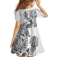 Aotearoa Moko Tribal Tattoo Family Matching Mermaid Dress and Hawaiian Shirt New Zealand Maori Penguin and Fantail White Color LT03 - Polynesian Pride