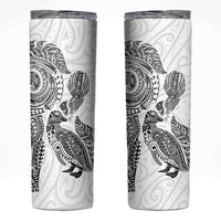 Aotearoa Moko Tribal Tattoo Skinny Tumbler New Zealand Maori Penguin and Fantail White Color LT03 White - Polynesian Pride