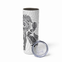 Aotearoa Moko Tribal Tattoo Skinny Tumbler New Zealand Maori Penguin and Fantail White Color LT03 - Polynesian Pride
