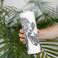Aotearoa Moko Tribal Tattoo Skinny Tumbler New Zealand Maori Penguin and Fantail White Color LT03 - Polynesian Pride