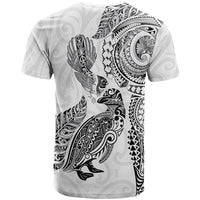 Aotearoa Moko Tribal Tattoo T Shirt New Zealand Maori Penguin and Fantail White Color