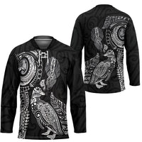Aotearoa Moko Tribal Tattoo Hockey Jersey New Zealand Maori Penguin and Fantail Black Color LT03 - Polynesian Pride