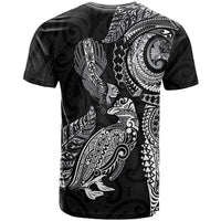 Aotearoa Moko Tribal Tattoo T Shirt New Zealand Maori Penguin and Fantail Black Color