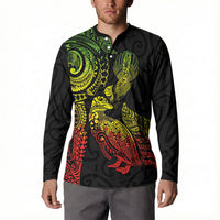 Aotearoa Moko Tribal Tattoo Button Sweatshirt New Zealand Maori Penguin and Fantail Reggae Style LT03 - Polynesian Pride