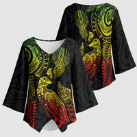 Aotearoa Moko Tribal Tattoo Kimono Sleeve Blouse New Zealand Maori Penguin and Fantail Reggae Style LT03 - Polynesian Pride