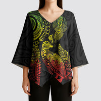 Aotearoa Moko Tribal Tattoo Kimono Sleeve Blouse New Zealand Maori Penguin and Fantail Reggae Style LT03 - Polynesian Pride