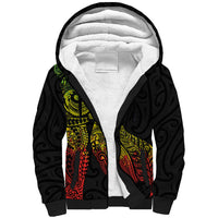 Aotearoa Moko Tribal Tattoo Sherpa Hoodie New Zealand Maori Penguin and Fantail Reggae Style LT03 Unisex Multicolor - Polynesian Pride