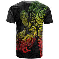 Aotearoa Moko Tribal Tattoo T Shirt New Zealand Maori Penguin and Fantail Reggae Style