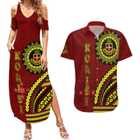 Kolisi Tonga Atele Couples Matching Summer Maxi Dress and Hawaiian Shirt Ngatu and Polynesian Pattern LT03 Red - Polynesian Pride