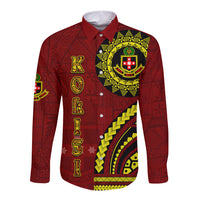 Kolisi Tonga Atele Long Sleeve Button Shirt Ngatu and Polynesian Pattern