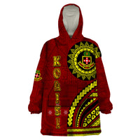 Kolisi Tonga Atele Wearable Blanket Hoodie Ngatu and Polynesian Pattern LT03 One Size Red - Polynesian Pride