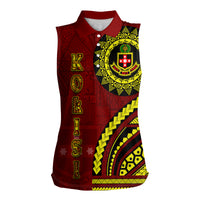 Kolisi Tonga Atele Women Sleeveless Polo Shirt Ngatu and Polynesian Pattern LT03 Female Red - Polynesian Pride
