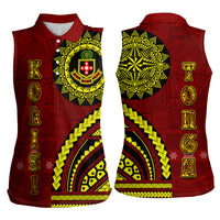 Kolisi Tonga Atele Women Sleeveless Polo Shirt Ngatu and Polynesian Pattern LT03 - Polynesian Pride