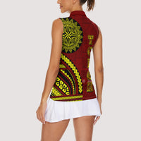 Kolisi Tonga Atele Women Sleeveless Polo Shirt Ngatu and Polynesian Pattern LT03 - Polynesian Pride