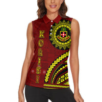 Kolisi Tonga Atele Women Sleeveless Polo Shirt Ngatu and Polynesian Pattern LT03 - Polynesian Pride
