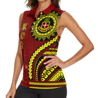 Kolisi Tonga Atele Women Sleeveless Polo Shirt Ngatu and Polynesian Pattern LT03 - Polynesian Pride