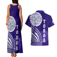 Tupou College Toloa Couples Matching Tank Maxi Dress and Hawaiian Shirt Ngatu and Polynesian Pattern