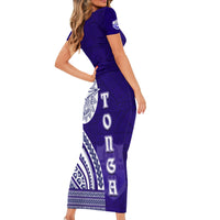 Tupou College Toloa Short Sleeve Bodycon Dress Ngatu and Polynesian Pattern LT03 - Polynesian Pride