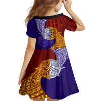 Kolisi Tonga Atele and Tupou College Toloa Family Matching Off The Shoulder Long Sleeve Dress and Hawaiian Shirt Ngatu and Polynesian Spiral Pattern LT03 - Polynesian Pride
