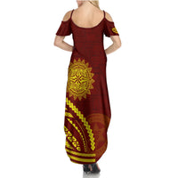Tonga High School Summer Maxi Dress Ngatu and Polynesian Pattern LT03 - Polynesian Pride